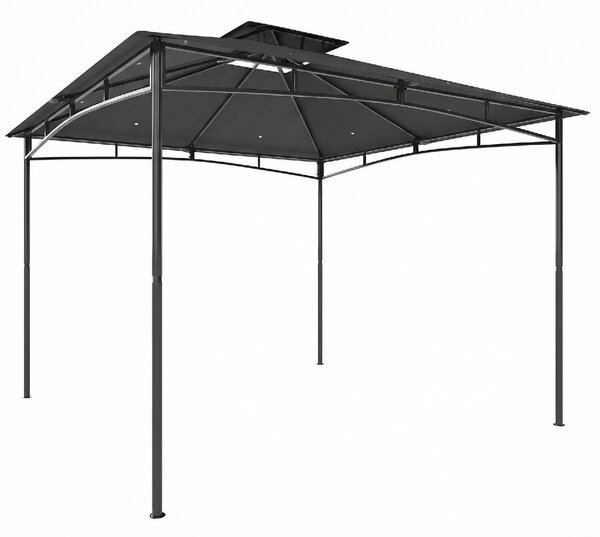 VivaGarden Gazebo da Giardino 3x3 m in Metallo/Poliestere con Doppio Tetto colore Grigio Scuro