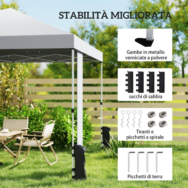 VivaGarden Gazebo da Giardino 3x3 m in Metallo/Tessuto Oxford con Tasche colore Bianco