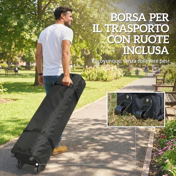 VivaGarden Gazebo da Giardino 3x3 m in Metallo/Tessuto Oxford con Tasche colore Bianco