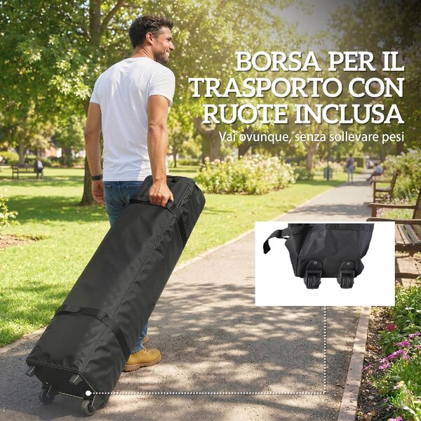 VivaGarden Gazebo da Giardino 3x3 m Pieghevole in Metallo/Tessuto Oxford colore Grigio Scuro