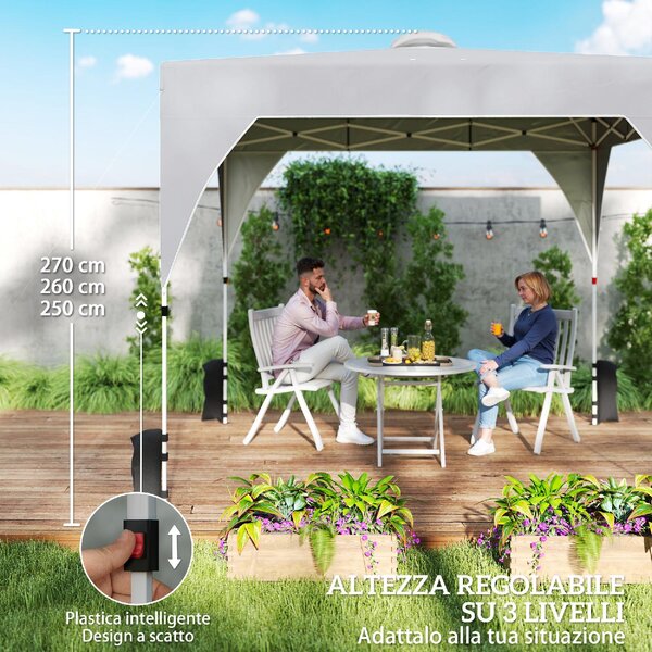 VivaGarden Gazebo da Giardino 3x3 m Pieghevole in Metallo/Tessuto Oxford colore Grigio Scuro