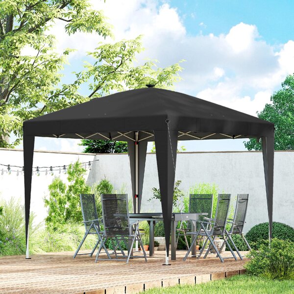 VivaGarden Gazebo da Giardino 3x3 m Pieghevole in Metallo/Poliestere con Luce Centrale colore Nero