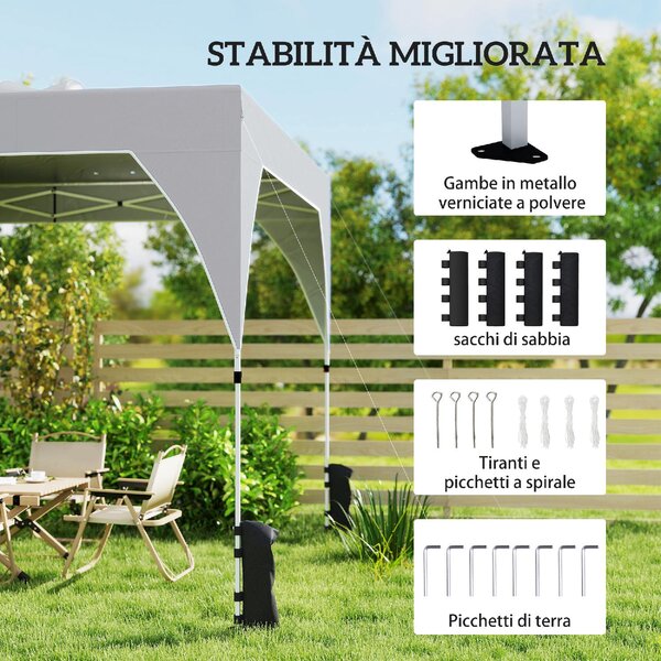 VivaGarden Gazebo da Giardino 3x3 m Pieghevole in Metallo/Tessuto Oxford colore Grigio Scuro