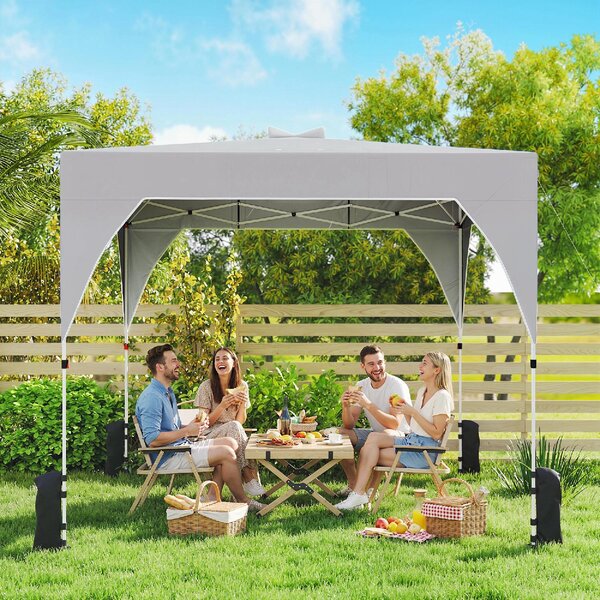 VivaGarden Gazebo da Giardino 3x3 m Pieghevole in Metallo/Tessuto Oxford colore Grigio Scuro