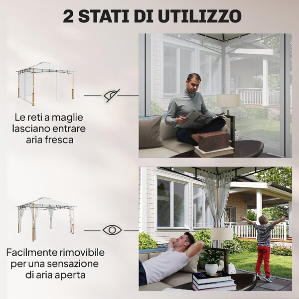 VivaGarden Gazebo da Giardino 3x3,6 m in Metallo/Poliestere Doppio Tetto colore Crema