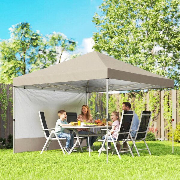 VivaGarden Gazebo da Giardino 3x3 m Pieghevole in Metallo/Tessuto Oxford con Parete Laterale colore Beige