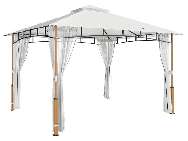 VivaGarden Gazebo da Giardino 3x3,6 m in Metallo/Poliestere Doppio Tetto colore Crema