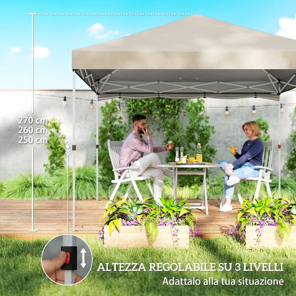 VivaGarden Gazebo da Giardino 3x3 m Pieghevole in Metallo/Tessuto Oxford con Parete Laterale colore Beige