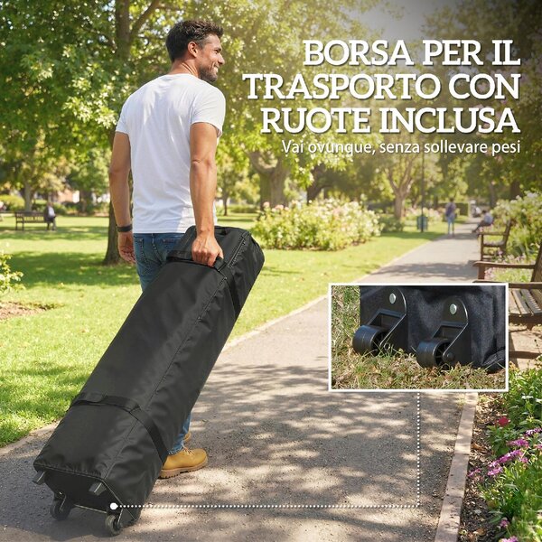 VivaGarden Gazebo da Giardino 3x6 m Pieghevole in Metallo/Tessuto Oxford con Pareti Laterali colore Grigio Scuro