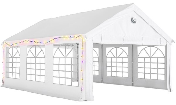 VivaGarden Gazebo da Giardino 4x6 m Tendone per Feste in Acciaio/PE con 4 Pareti Laterali Rimovibili colore Bianco