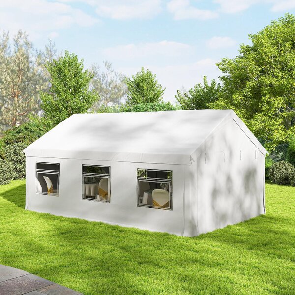 VivaGarden Gazebo da Giardino 4x6 m Tendone per Feste in Acciaio Galvanizzato con Pannelli Laterali e Doppio Ingresso colore Bianco