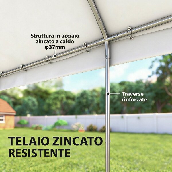 VivaGarden Gazebo da Giardino 4x6 m Tendone per Feste in Acciaio Galvanizzato con Pannelli Laterali e Doppio Ingresso colore Bianco
