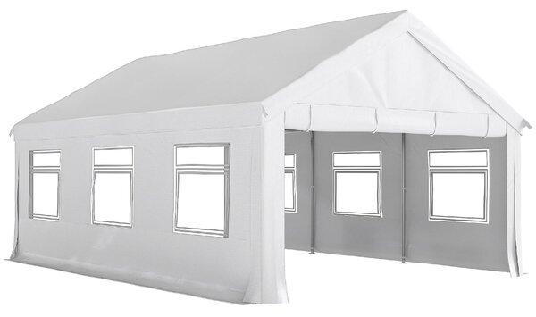 VivaGarden Gazebo da Giardino 4x6 m Tendone per Feste in Acciaio Galvanizzato con Pannelli Laterali e Doppio Ingresso colore Bianco