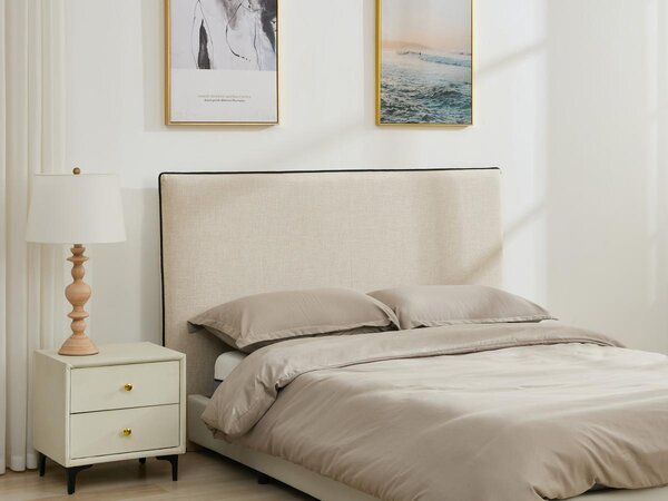 Testata letto sfoderabile 170 cm Cotone e Lino Beige e Nero - CHESMA