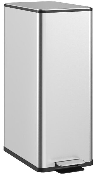 DecHome Pattumiera 20 Litri con Chiusura Ammortizzata e Secchio Rimovibile in Acciaio e PP 21.5x37.2x57 cm colore Argento