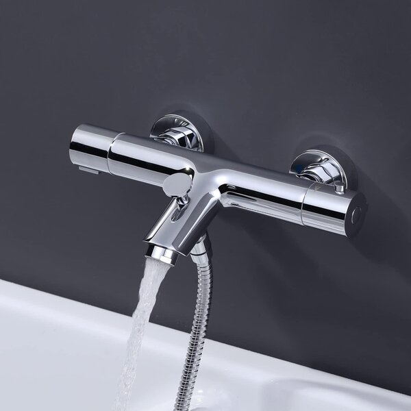 Rubinetto per vasca da bagno con termostato, miscelatore in ottone con protezione anti-scottatura a 38°C