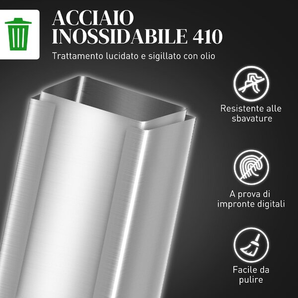 DecHome Pattumiera 20 Litri con Chiusura Ammortizzata e Secchio Rimovibile in Acciaio e PP 21.5x37.2x57 cm colore Argento