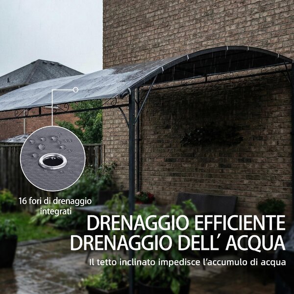 VivaGarden Pergola da Esterno in Metallo/Poliestere Dimensioni 3.8x2.8m colore Grigio