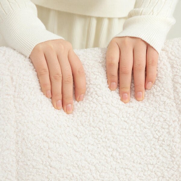 DecHome Poltrona a Dondolo Moderna in Velluto Teddy/Metallo/Legno Dimensioni 70x94x100 cm colore Bianco Crema