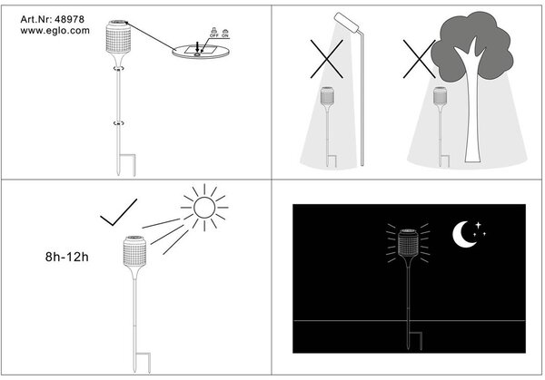 Eglo 48978 Z_SOLAR LED luce da giardino per esterni 1x0,06W Ø125mm nero marrone bianco caldo IP44
