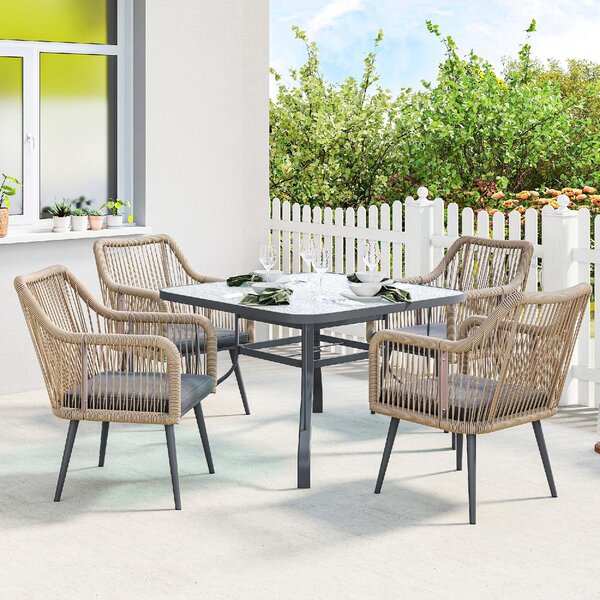 VivaGarden Poltrona da Esterno Set 2 Poltrone da Giardino con Cuscini in Acciaio/Rattan PE Dimensioni 54x65x80 cm colore Grigio Scuro