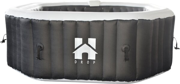 HOME DELUXE - Vasca idromassaggio da esterno - cuscino, portabicchieri e tettuccio parasole - colore: nero, ⌀ 185 cm, 130 getti d'aria - incl. copertura, set di riparazione, set di filtri I Vasca idromassaggio da esterno per 6 persone