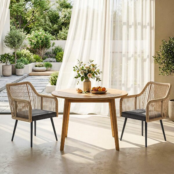 VivaGarden Poltrona da Esterno Set 2 Poltrone da Giardino con Cuscini in Acciaio/Rattan PE Dimensioni 54x65x80 cm colore Grigio Scuro