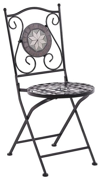 Set di 2 sedie pieghevoli in metallo nero con mosaico Beliani
