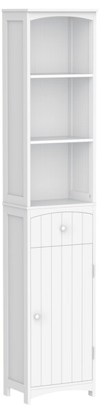 HOMCOM Mobiletto a Colonna MDF Bianco, Armadietto Multifunzione Salvaspazio  per Bagno/Camera con 3 Ripiani 35x24x170cm˙