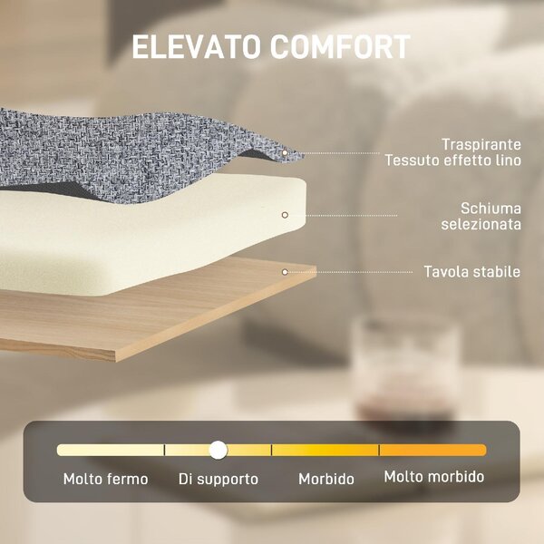 DecHome Poltrona Moderna in Tessuto Effetto Lino Dimensioni 63x75x92-102 cm colore Grigio Chiaro