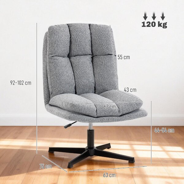 DecHome Poltrona Moderna in Tessuto Effetto Lino Dimensioni 63x75x92-102 cm colore Grigio Chiaro