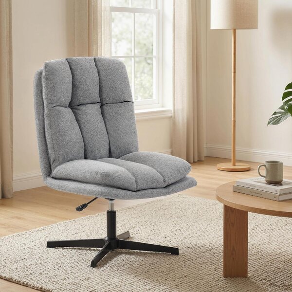 DecHome Poltrona Moderna in Tessuto Effetto Lino Dimensioni 63x75x92-102 cm colore Grigio Chiaro