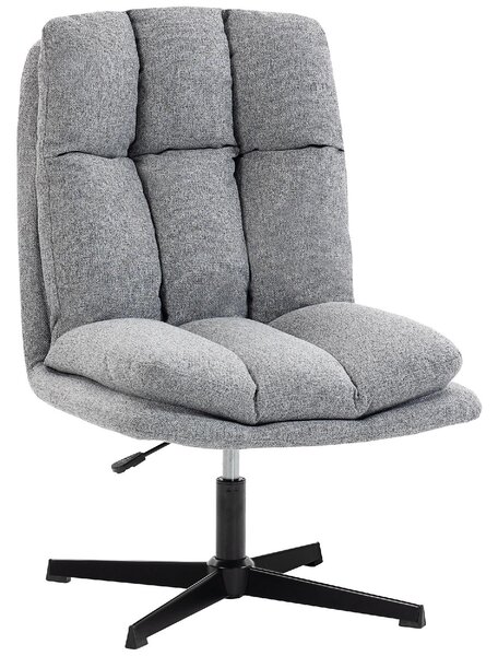 DecHome Poltrona Moderna in Tessuto Effetto Lino Dimensioni 63x75x92-102 cm colore Grigio Chiaro