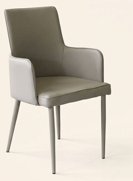 DecHome Poltrona Moderna in Ecopelle Dimensioni 45x49,5x87,5 colore Tortora - Camille