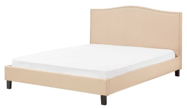 Struttura del letto in poliestere beige imbottito 160 x 200 cm Design tradizionale Beliani