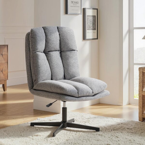DecHome Poltrona Moderna in Tessuto Effetto Lino Dimensioni 63x75x92-102 cm colore Grigio Chiaro