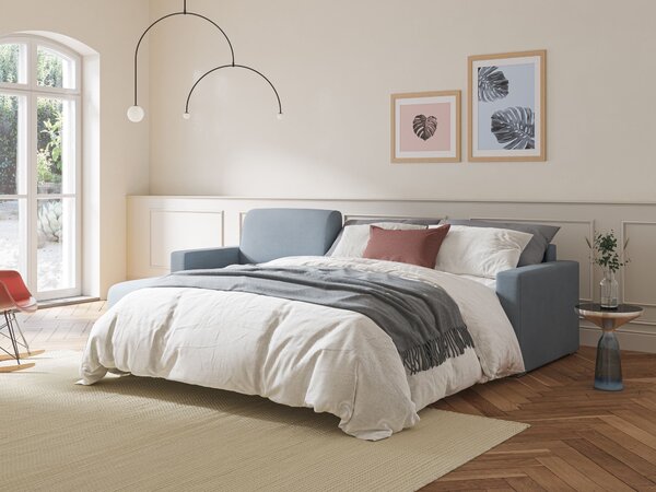 Best Divano letto angolare in tessuto impermeabile T02 azzurro