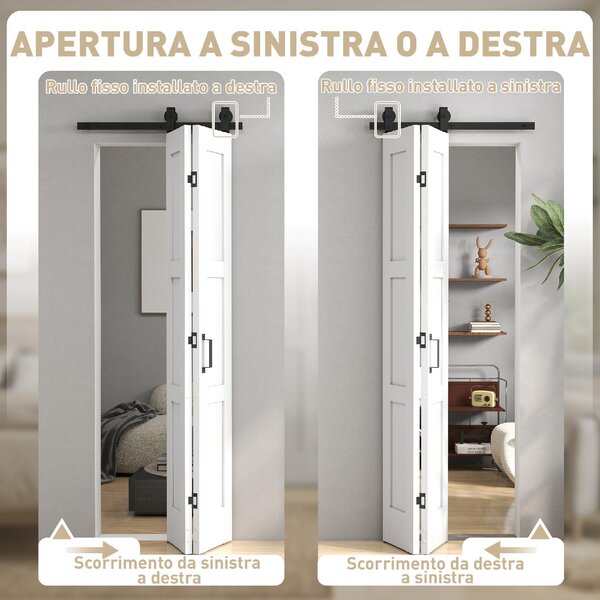DecHome Porta Scorrevole 71x213 cm Kit Montaggio Maniglia Effetto Legno colore Bianco