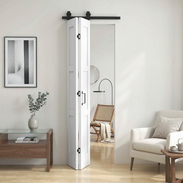 DecHome Porta Scorrevole 71x213 cm Kit Montaggio Maniglia Effetto Legno colore Bianco