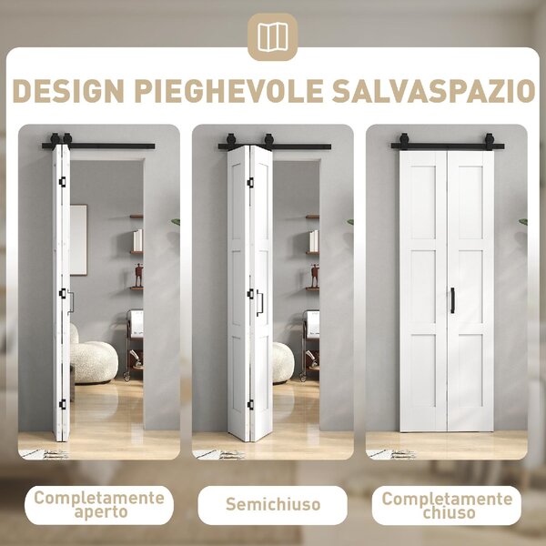 DecHome Porta Scorrevole 71x213 cm Kit Montaggio Maniglia Effetto Legno colore Bianco