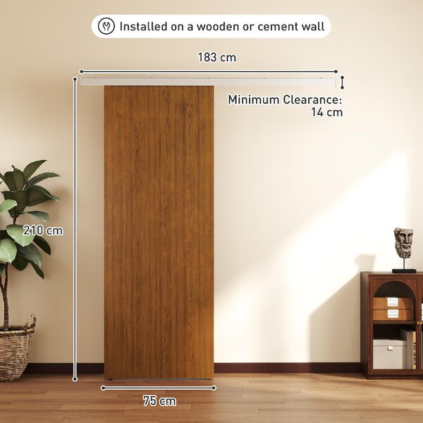 DecHome Porta Scorrevole 75x210 cm Kit Montaggio Binario Effetto Legno colore Marrone