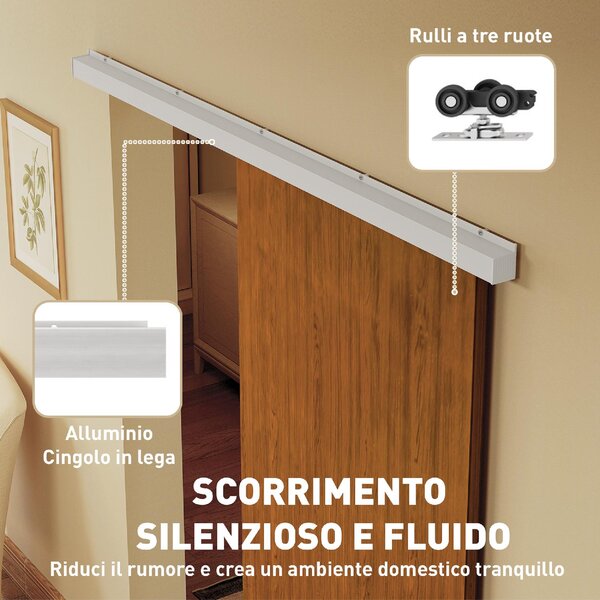 DecHome Porta Scorrevole 75x210 cm Kit Montaggio Binario Effetto Legno colore Marrone