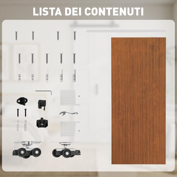 DecHome Porta Scorrevole 75x210 cm Kit Montaggio Binario Effetto Legno colore Marrone