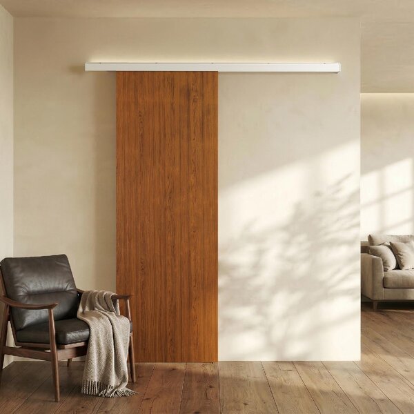 DecHome Porta Scorrevole 75x210 cm Kit Montaggio Binario Effetto Legno colore Marrone