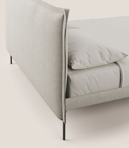 Eric letto imbottito design minimal in morbido tessuto impermeabile T1