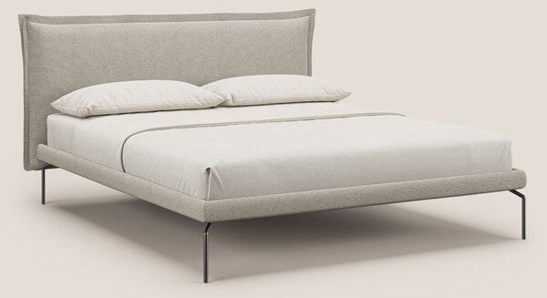 Eric letto imbottito design minimal in morbido tessuto impermeabile T1