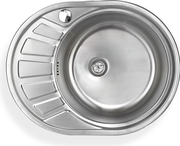 Lavello in acciaio inossidabile "Calypso SR" - Lavello da incasso rotondo con sgocciolatoio sul lato sinistro