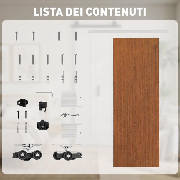 DecHome Porta Scorrevole 90x210 cm Kit Montaggio Binario Effetto Legno colore Marrone