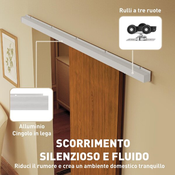 DecHome Porta Scorrevole 90x210 cm Kit Montaggio Binario Effetto Legno colore Marrone
