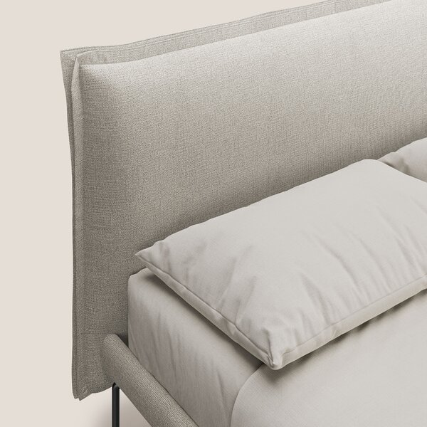 Eric letto imbottito design minimal in morbido tessuto impermeabile T1